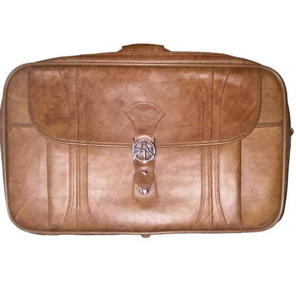 Vintage 1978 American Tourister  Inc. 100% Leather Brown Suitcase (Carry-On) - Picture 14 of 17
